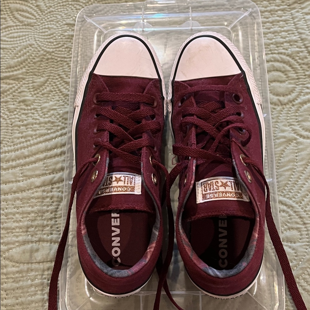 Converse Maroon Lace-Up Sneakers